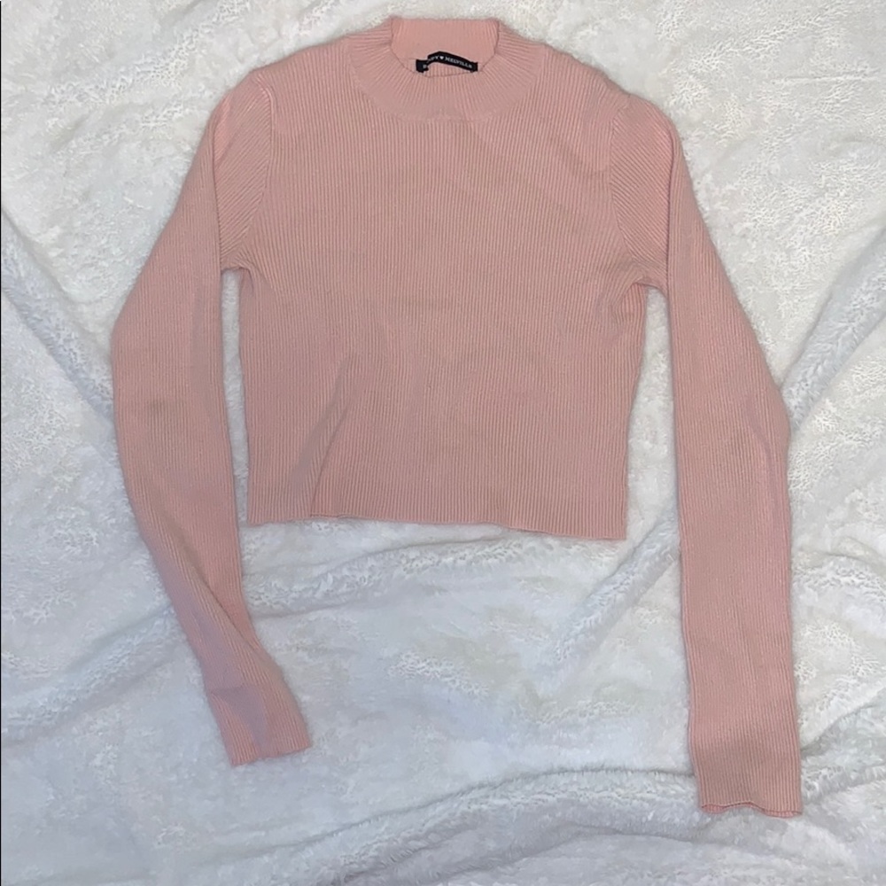 BRANDY MELVILLE pink ribbed long sleeve